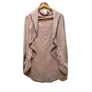 Anthropologie Knitted & Knotted Women's Small Open Front Crochet Cardigan Pink